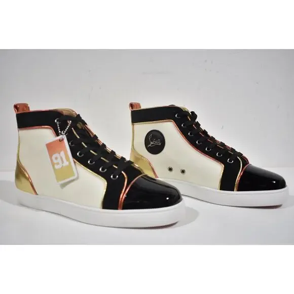 Christian Louboutin Mens Louis SB22 Flat Black White High Top Sneaker 44 11